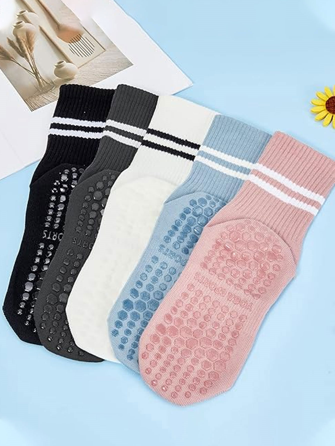 3 Pairs of Yoga Socks, Non-Sli - Yoga Mat 评论和价格