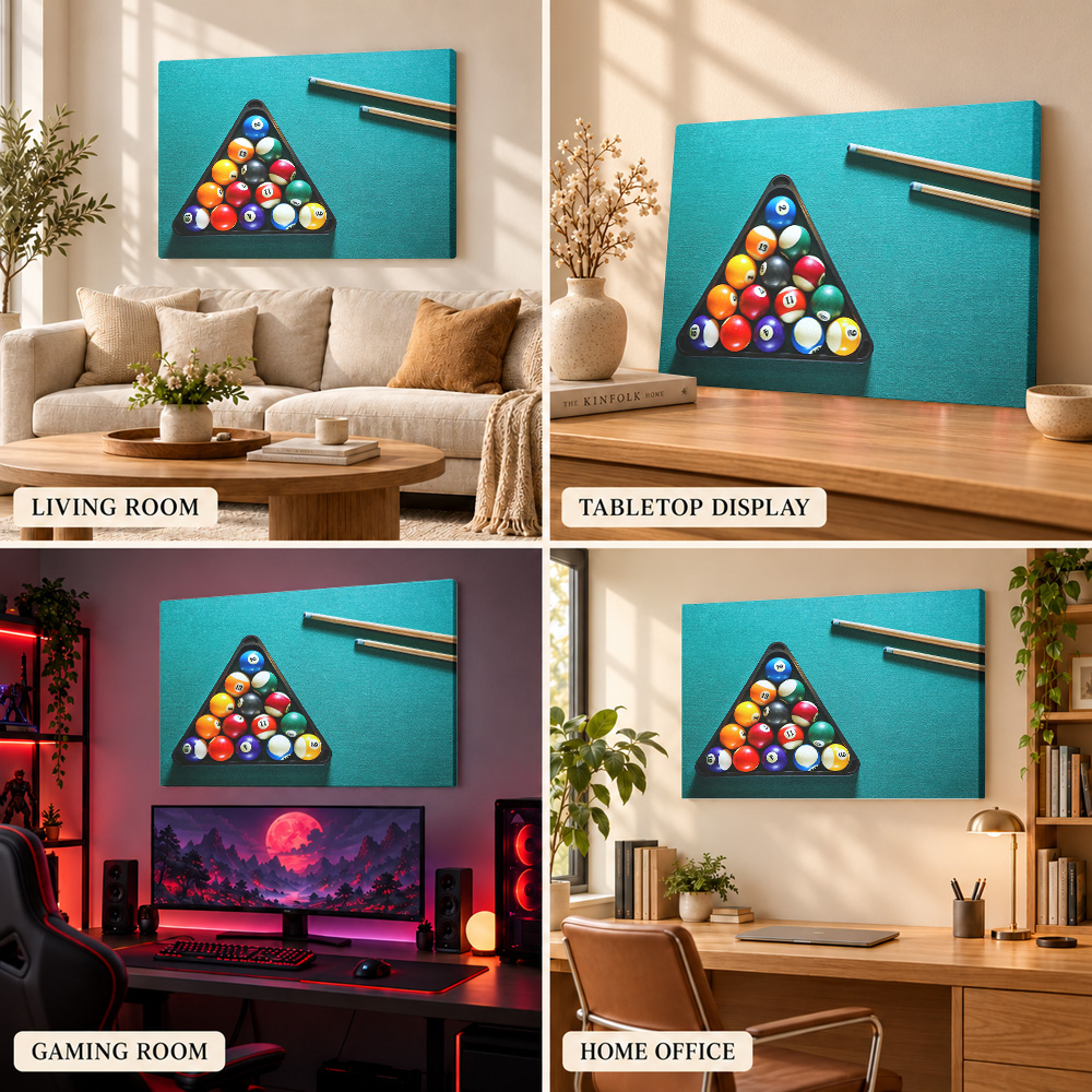 Billiards Pool Balls Cues Wood - Sports Equipment Poster 评论和价格