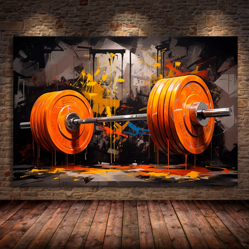Graffiti Barbell Canvas Painti - Sports Equipment Poster 评论和价格